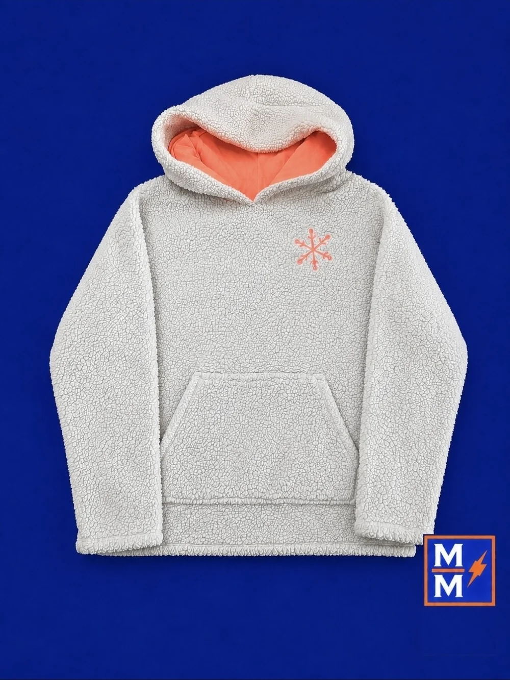 Cat & Jack Girls XXL 18 Sherpa Hoodie Gray Coral Snowflake Cozy Fleece